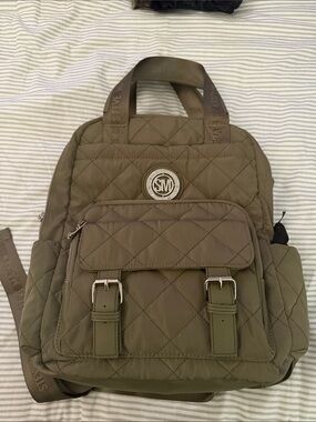 Quilted Olive Green Women's Backpack Tote